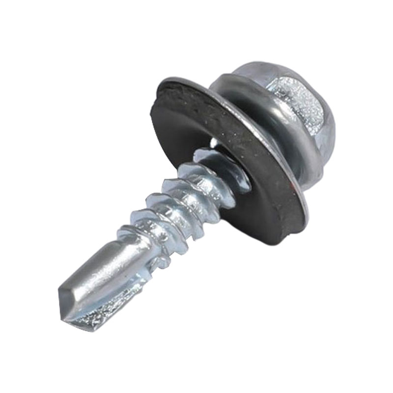 Parafuso de autoperfuração de cabeça de arruela hexagonal com cabeça de arruela EPDM pintada de zinco